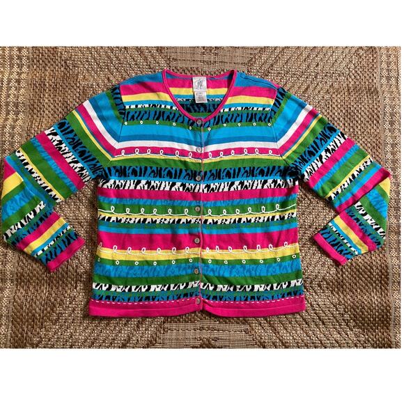 Vtg. Fisher Hill Vibrant Zebra Stripe Pattern SZ M Y2K - Picture 1 of 7